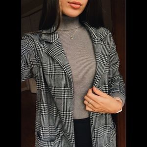 Plaid blazer style cardigan